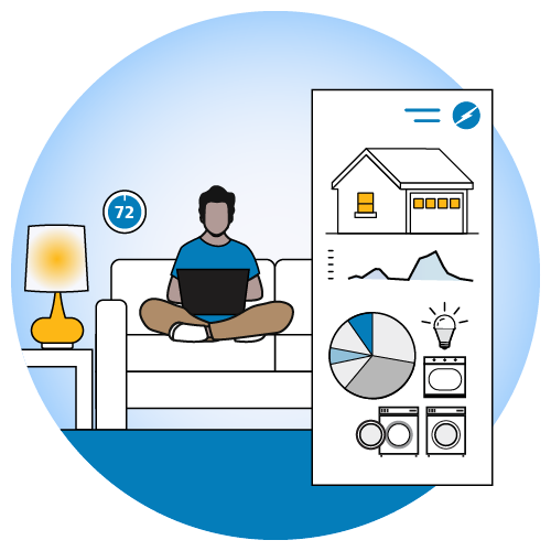 illustration of residential customer looking at bill