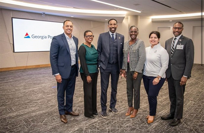 Georgia Power Leadership and Mayor Andre Dickens celebrate at corporate headquarters in Atlanta, GA
