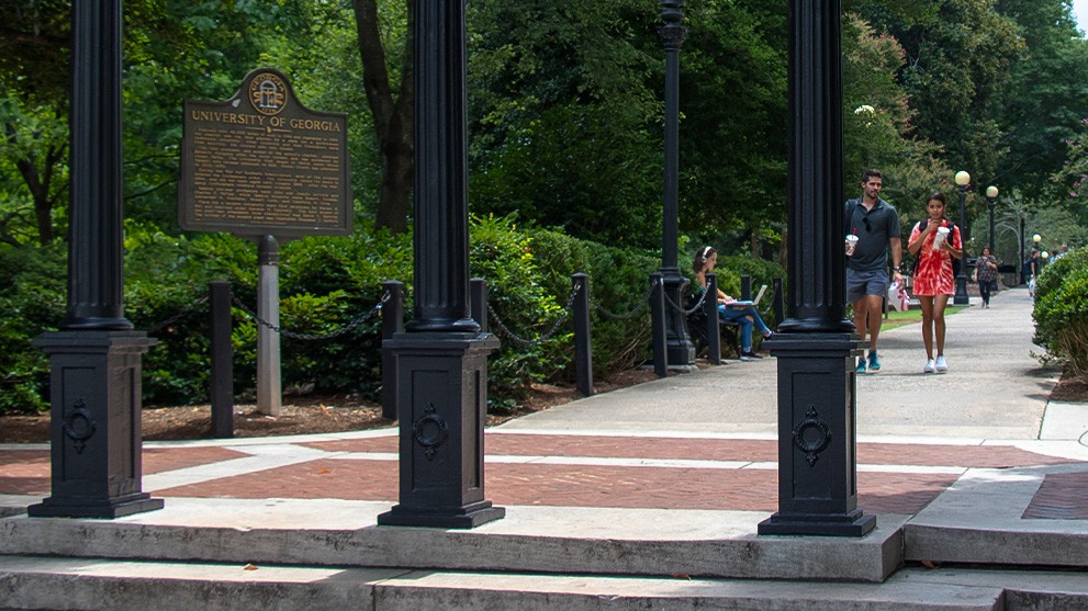 students walking on UGA campus
