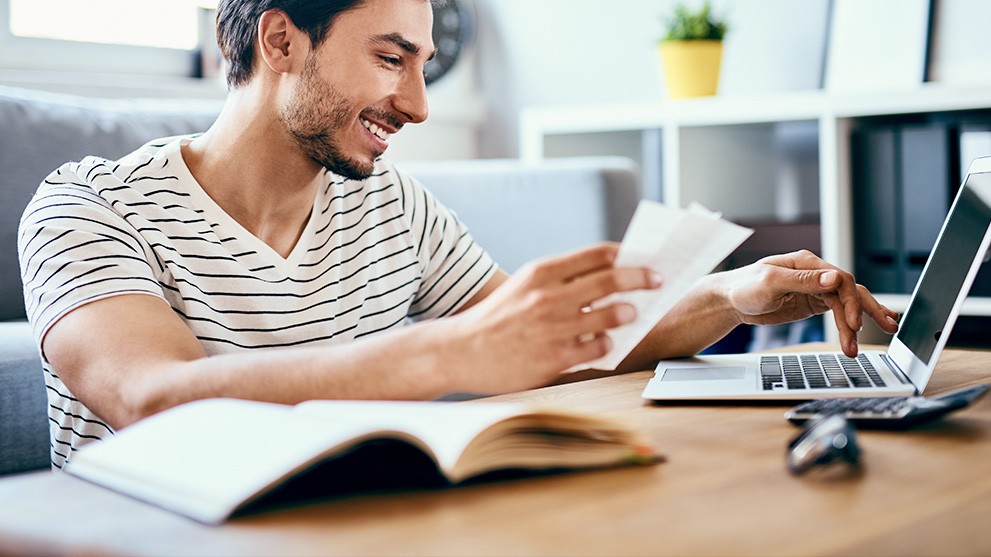 man applying for rebates