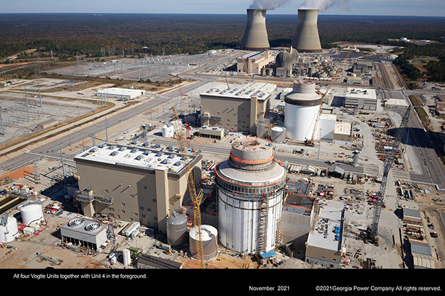 All four Vogtle Units together with Unit 4 in the foreground
