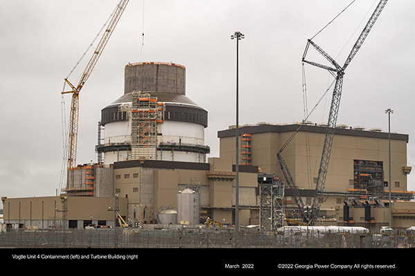 Vogtle nit 4 Containment (left) and Turbine Building (right)